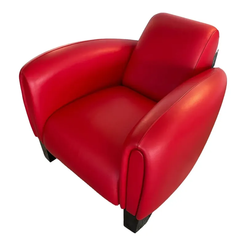 Einzelsessel DS 0057/01 Leder Living Rosso Rot Sockel Buche Schwarz Lackiert Solange Der Vorrat Reicht