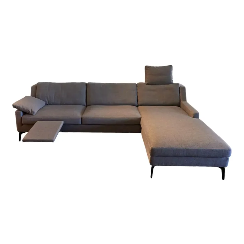 Nur Für Kurze Zeit Ecksofa Skagen Stoff U3258K Füße Chrom RAL 9005 Schwarz