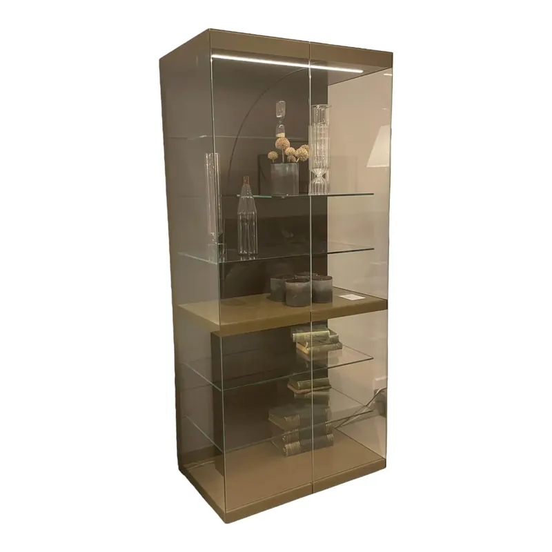 Wochenendangebot Vitrine Just Cube Light mit Beleuchtung Korpus Lack Rückwand Eucalyptus 5 Glasböden und Abdeckplatte