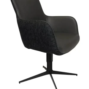 4-er Set Sessel Roberto Schale Innen Leder Massif Anthrazit Außen Stoff JAB TROY 1 1334 099 Drehkufe Schwarz Preisreduziert