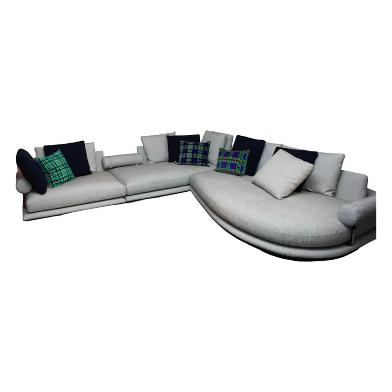 Ecksofa Noonu Stoff Sara Anthrazit Melange 159 mit 12 Kissen Markenware