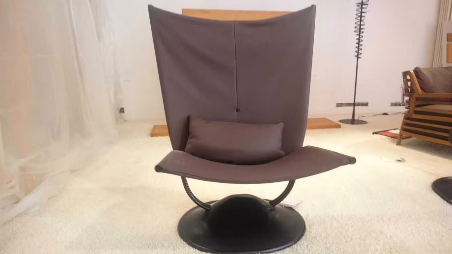 Preiswert Sessel Anneau Leder U Oregon Brun Braun Gestell Schwarz mit Hocker