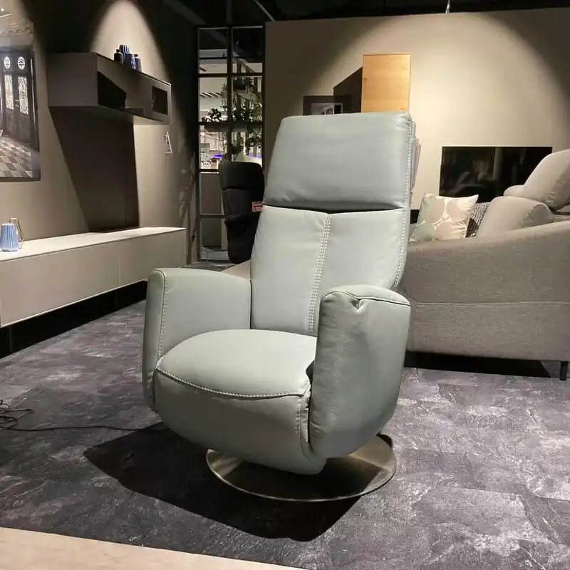 Sofort Bestellen Sessel MR9150 Leder Montana Fiord Blau Creme Elektrisch Verstellbar Aufstehhilfe