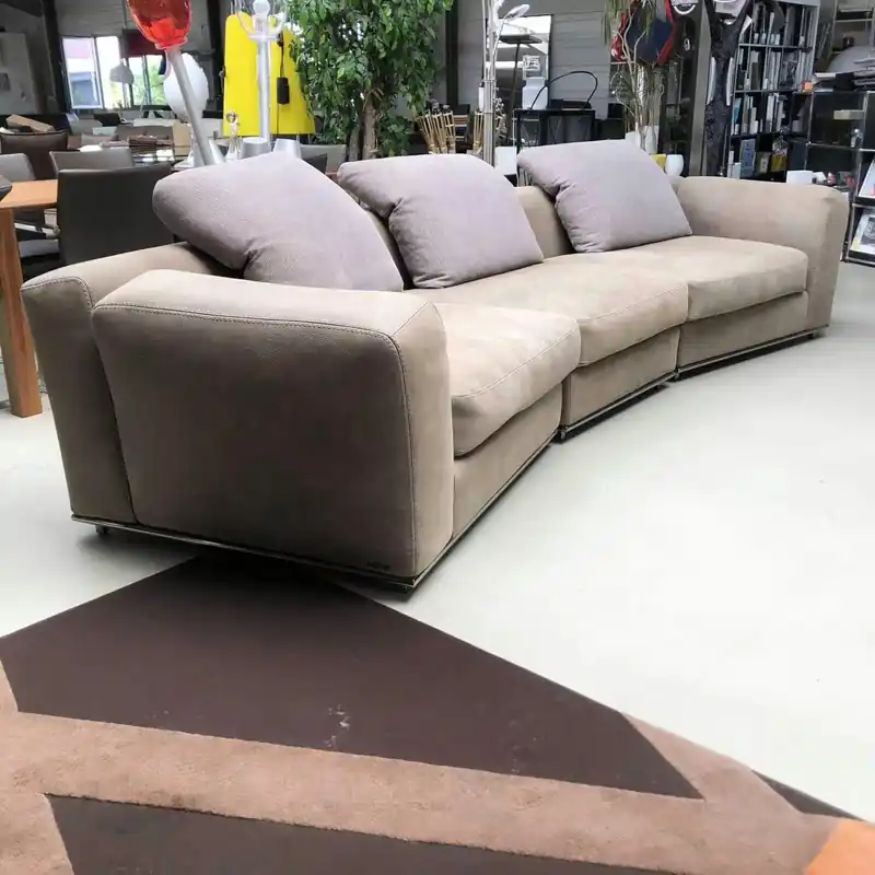 Versand Am Gleichen Tag XXL-Sofa Vintage Leder Neck Grau Beige mit Kissen