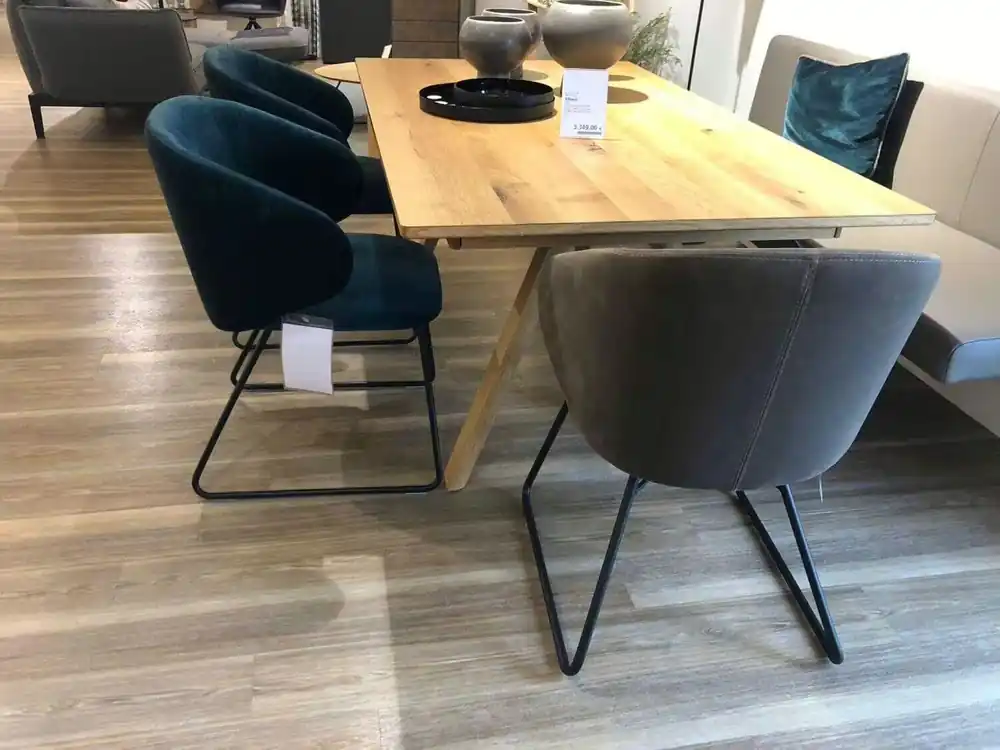 3er-Set Stuhl Silla Stoff Allure Velvet Gestell Rundrohr Schwarz Pulverbeschichtet Ausverkauf