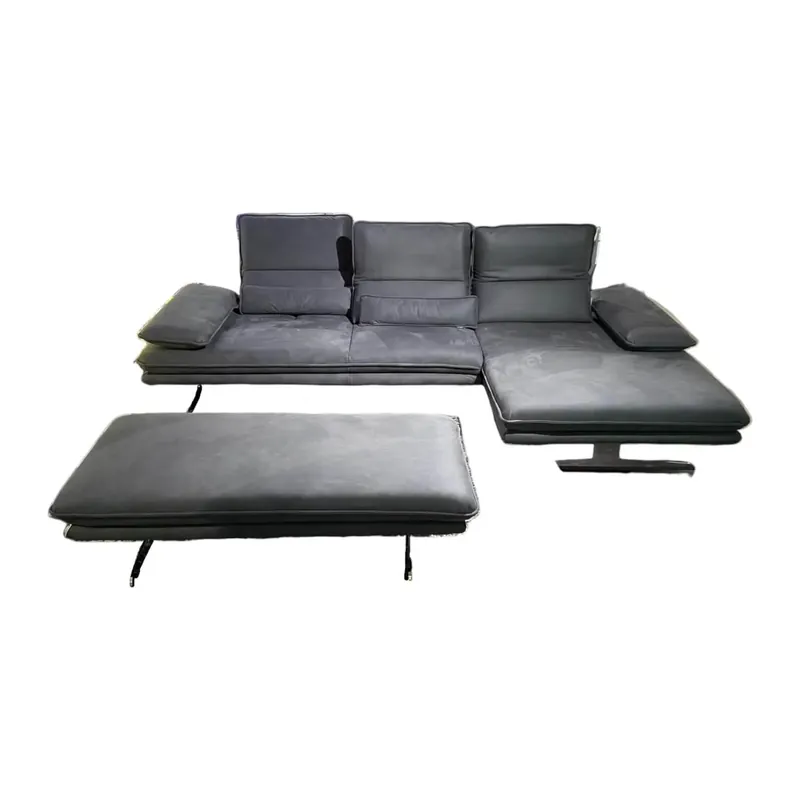 Ecksofa 16777 Stoff 20 S3795 Anthrazit Füße Verchromt mit Hocker Finale Aktion