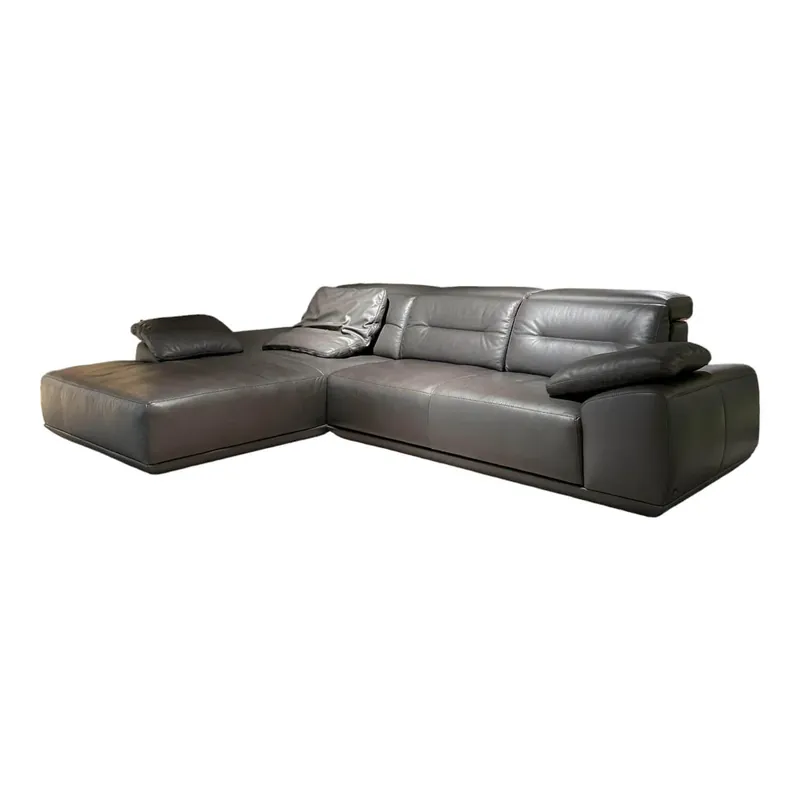 Begrenztes Angebot Ecksofa 4000 IL Leder Z73 94 Graphite LK50 Grau Federkernpolsterung Mit Kissen