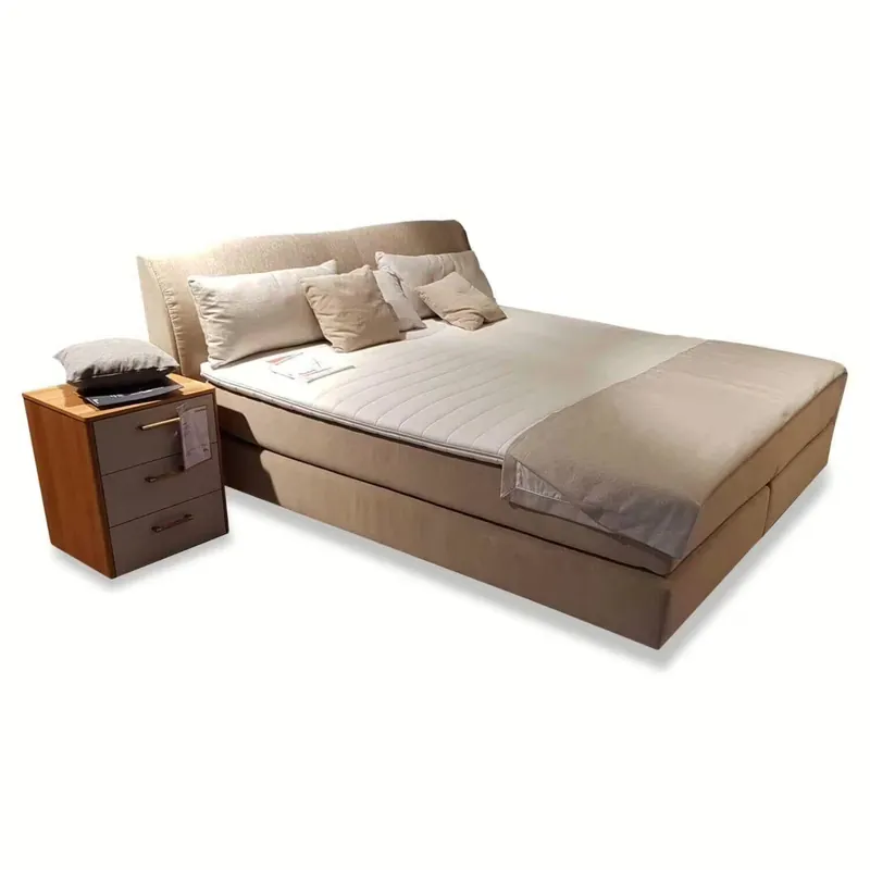 Günstig Boxspringbett Couture T Fix 0143328 Stoff Beige mit Matratzen und Plaid