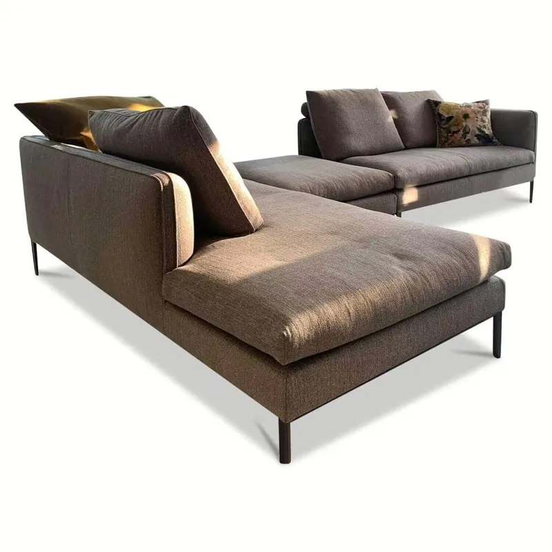 Billig Ecksofa Paul Stoff Cameo Beige Tortora inklusive Kissen