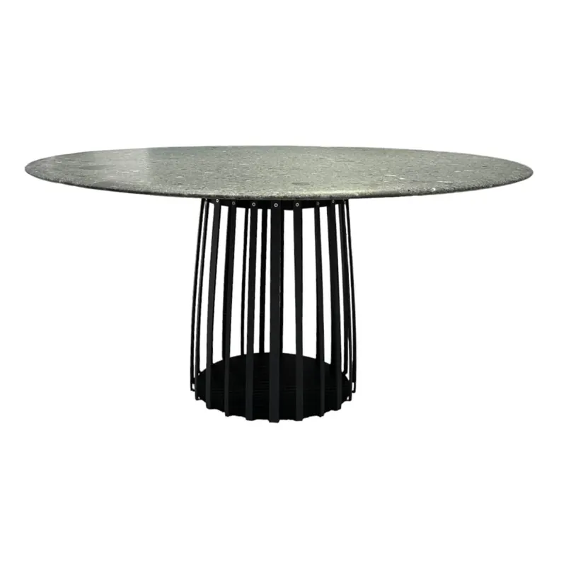 Nur Heute Outdoortisch BC07 Steinplatte Verde Salvan Grün Grau Gestell Metall Schwarz