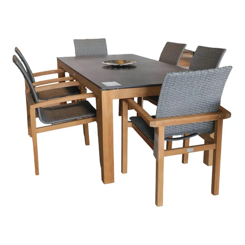 Essgruppe Teak Tischplatte Dektron Farbe Lava Anthrazit Markenprodukt