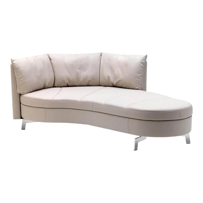 Echt Sofa DS 0167/19 Leder Select 15 Kit Beige Rücken Schiebbar Füße Edelstahl