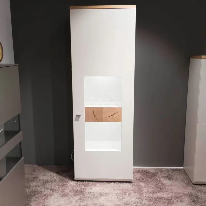 Direkt Vom Hersteller Vitrine Light Line 3 Front Votaneiche Nachbildung Matllack Weiß Korpus Mattlack Weiß