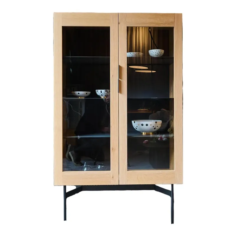 Vitrine BC04 Offen Eiche Weiß Pigmentiert Mit Glasscheiben Heißes Angebot