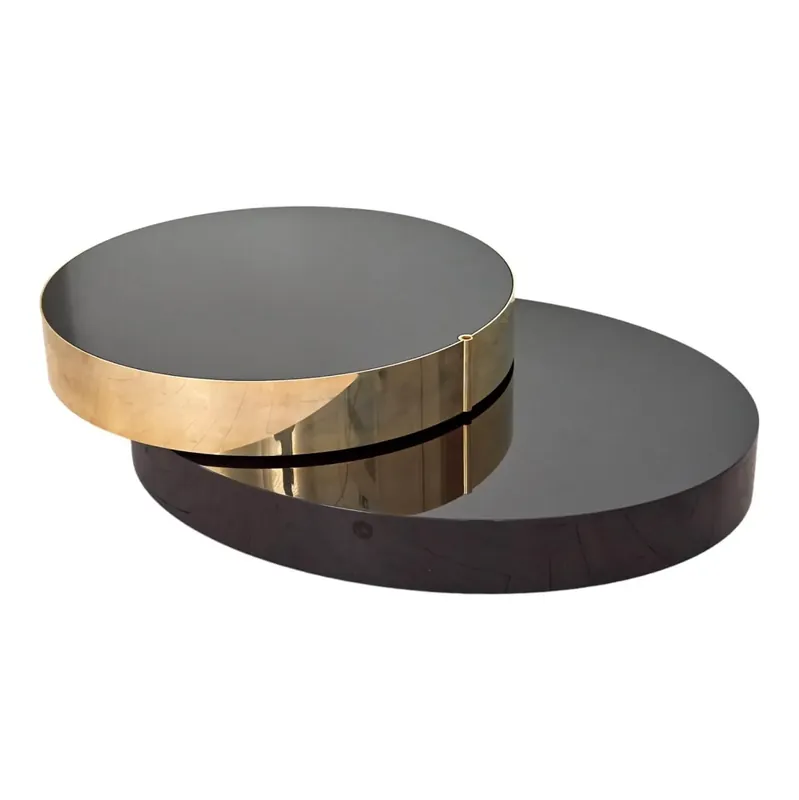 Begrenztes Angebot Couchtisch Benson Platten Hochglanzlackiert Mokka Schwarz Oben Mit Einfassung In Goldfinish
