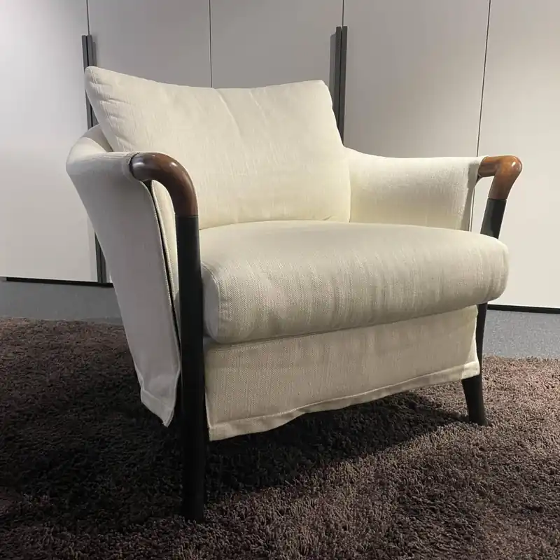 Sonderaktion Sessel Peggy 63370 Stoff 600 Bianco Dundee Gestell Esche Matte Beizung 54