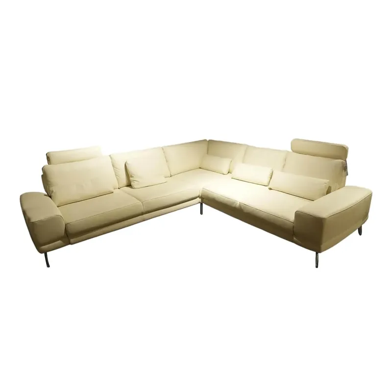 Ecksofa MM PN1136 Leder BelVita Weiß Füße Metall Inklusive Kissen Aktuell