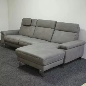 Ecksofa Campus LS 672317 Stoff Ares Elephant 740 Füße Metall Chrom Markenprodukt
