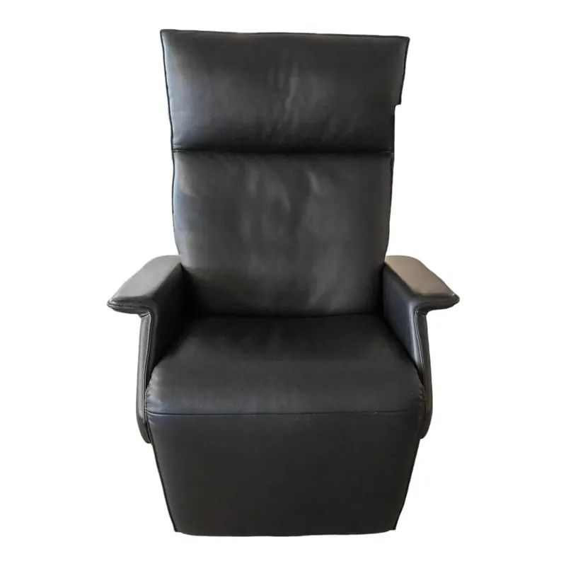 Echt Relaxsessel Ceto Leder Schwarz Gestell Edelstahlring Und Schwarzes Leder Manuell Verstellbar