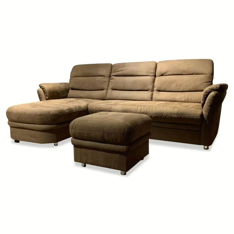 Ecksofa Bentley Stoff D Herkules Zimt 603 Braun mit Hocker Top-Angebot