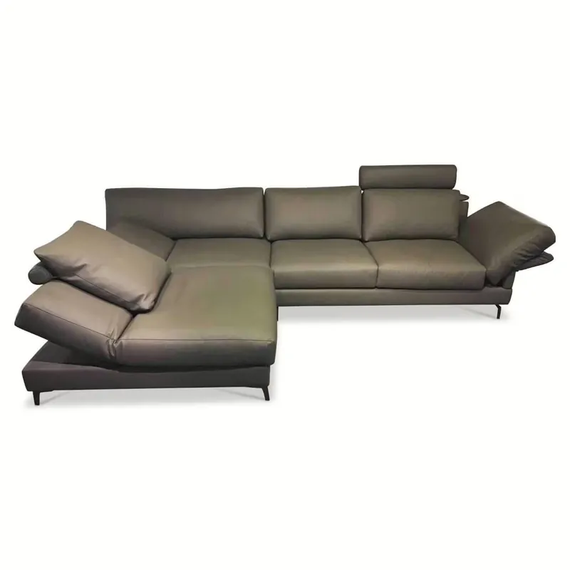Angebot Ecksofa Semino Leder PG Cervo Smog Grau mit Verstellfunktion