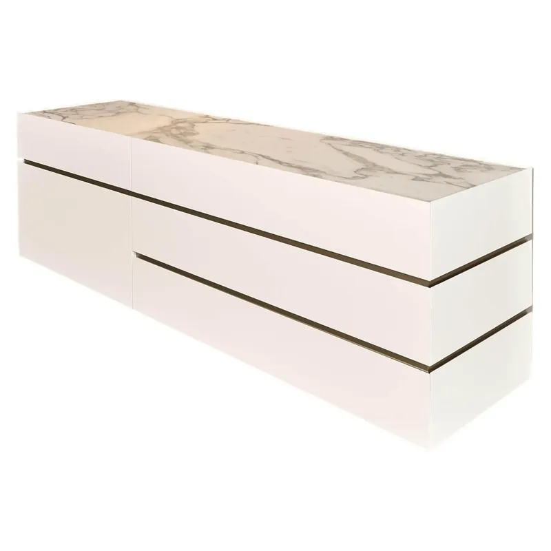 Beliebt Sideboard Cube Bold Lack Matt Schneeweiß Platte Marmor Arabescato Cochia