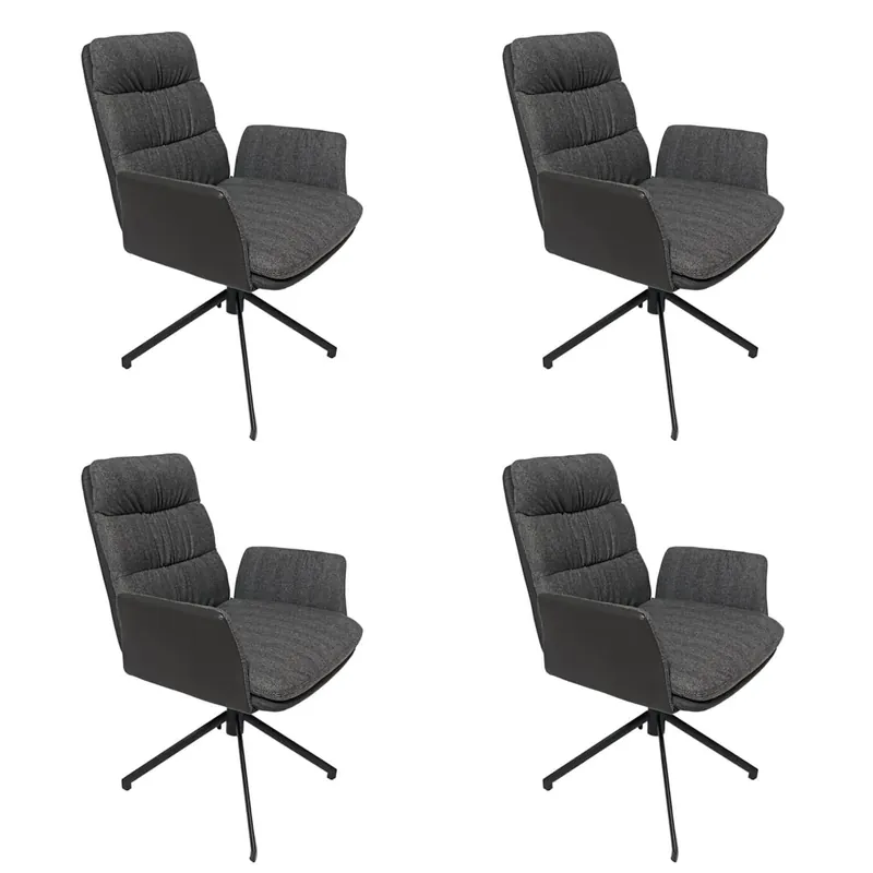4er-Set Sessel 707 WMA Schale Außen Leder Toledo Anthrazit Innen Stoff JAB 31092 Drehmoover Schwarz Sofort Bestellen