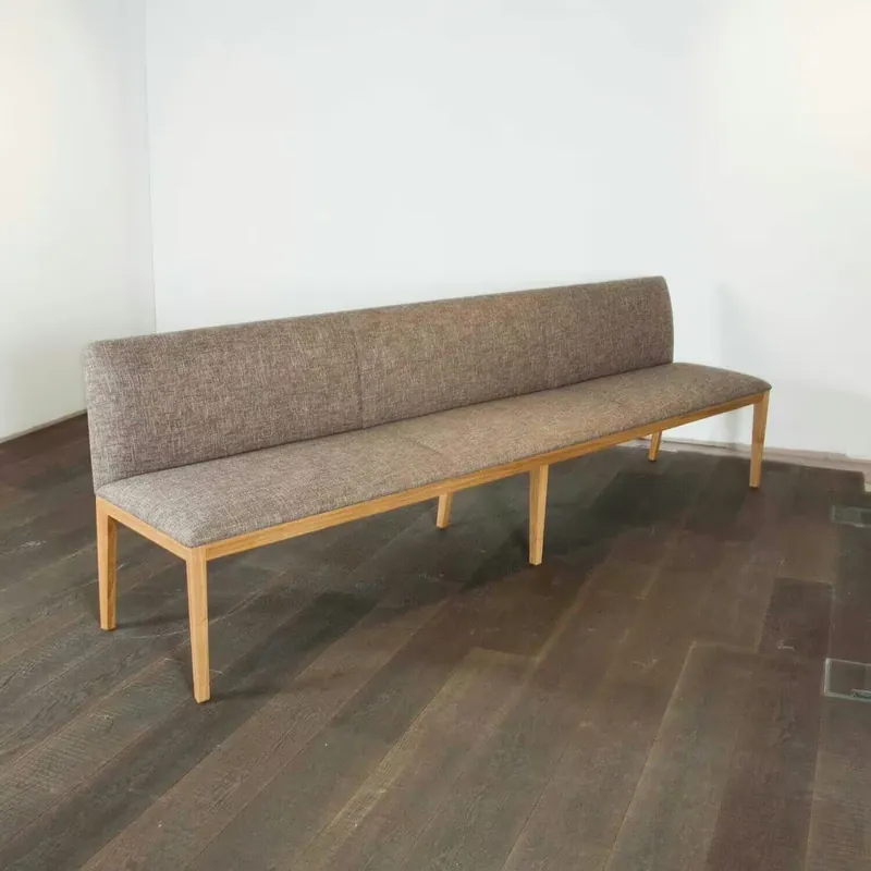 Bank Stoff II W024 Grau Gestell Eiche Massiv Top-Preis