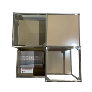 Couchtisch Beistelltisch USM Beige Metall Glas Gestell Stahl Verchromt Neu Im Sortiment