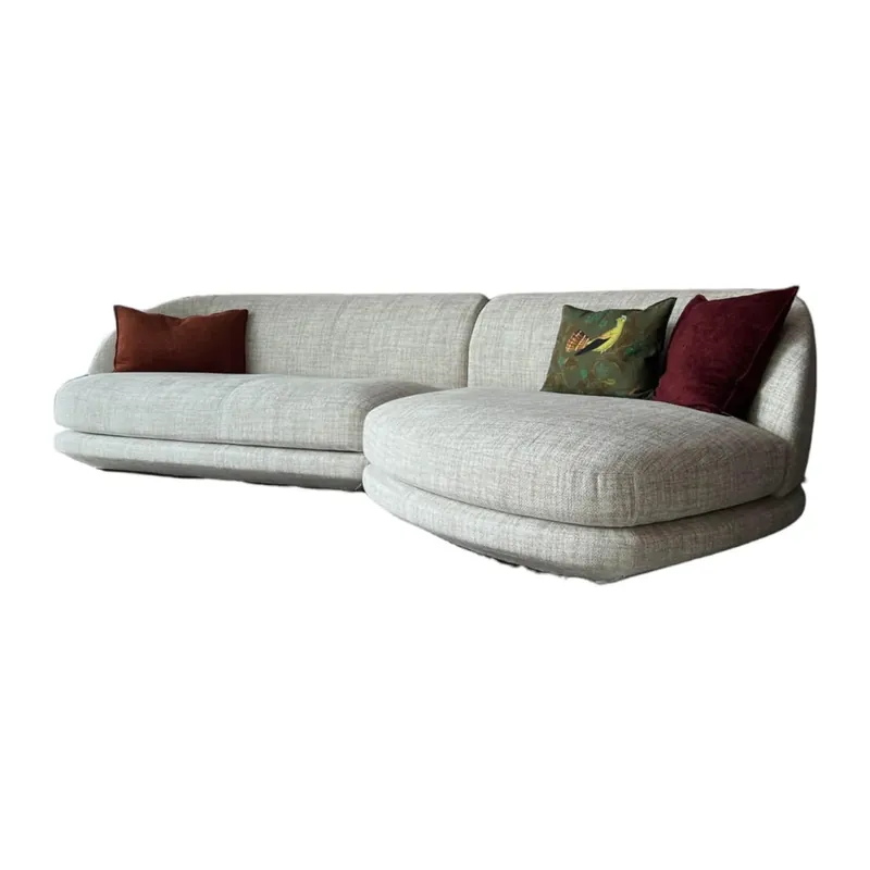 Ecksofa Vesper Stoff Sahara Creme Füße Metalls Schwarz mit 2 Kissen Must-Have