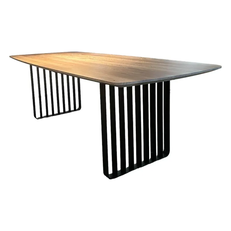 Schnäppchen Tisch Lamello Rustical Platte Räuchereiche Massiv Grau Geölt Untergestell Stahl Schwarz Pulverbeschichtet