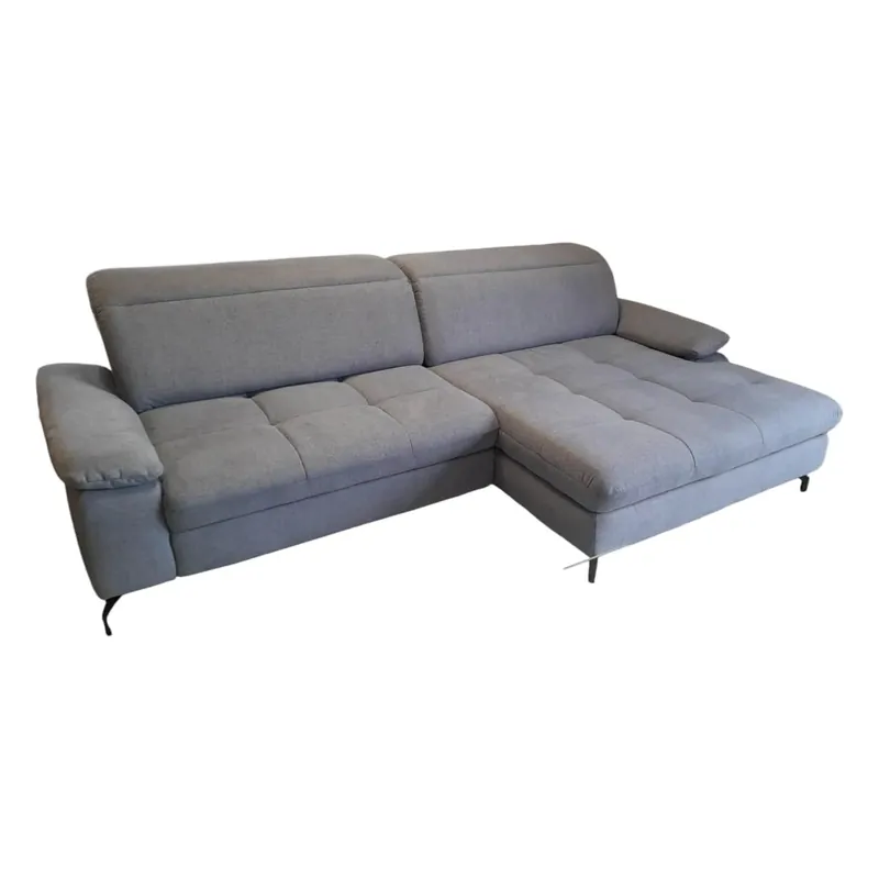 Ecksofa Abano Stoff Tanja Blau 14 Metall Schwarz Matt mit Sitzvorzug Super-Preis