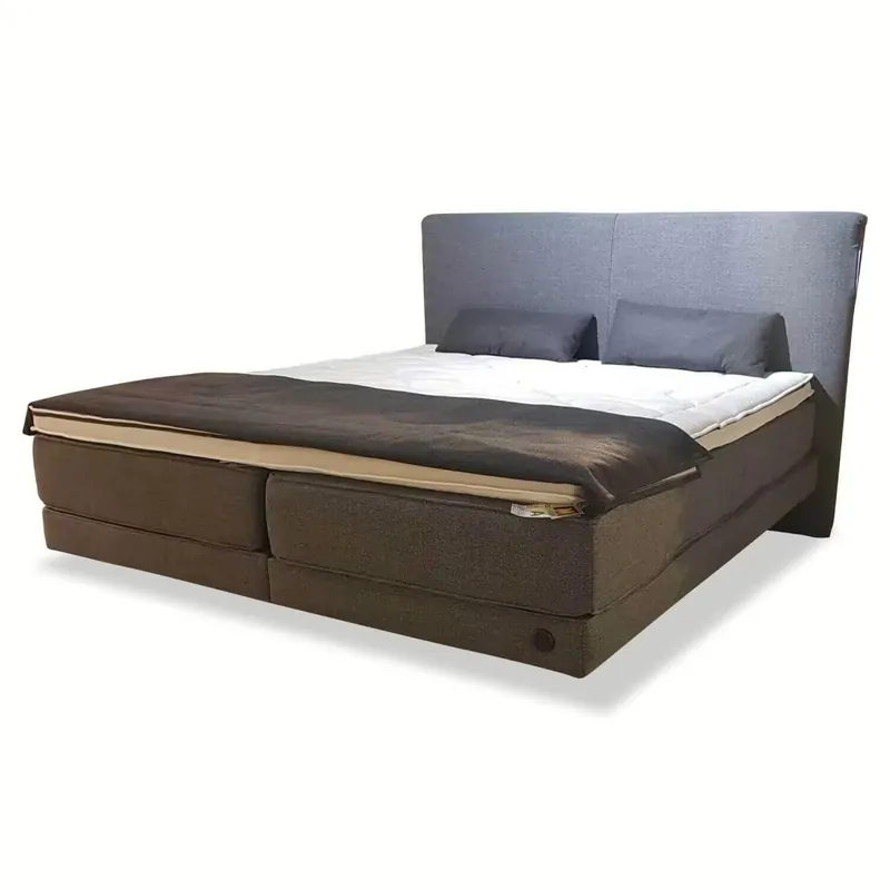Boxspringbett Arran Bezug S-TLA79 Braun mit Topper Vienna Schneller Versand