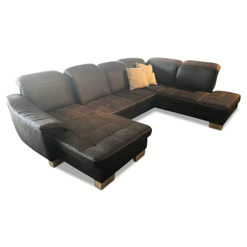Markenprodukt Ecksofa Kiano Stoff Braun im Landhausstil mit Kopfteilfunktion und Stauraum