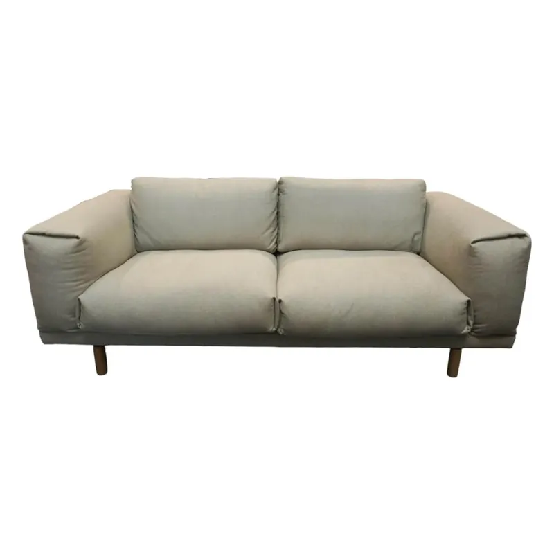 Ruhesofa 2-Sitzer Stoff Vancouver 8 Grau Beige Kaltschaum Und Feder Füllung Stahlgestell Füße Aus Holz Sonderaktion