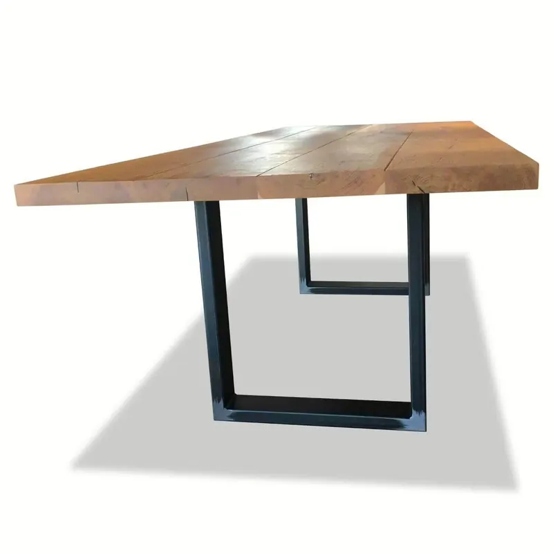 Neue Kollektion Tisch Mammut Massivholz Eiche Geölt 02 Gestell U-Wange Rohstahl