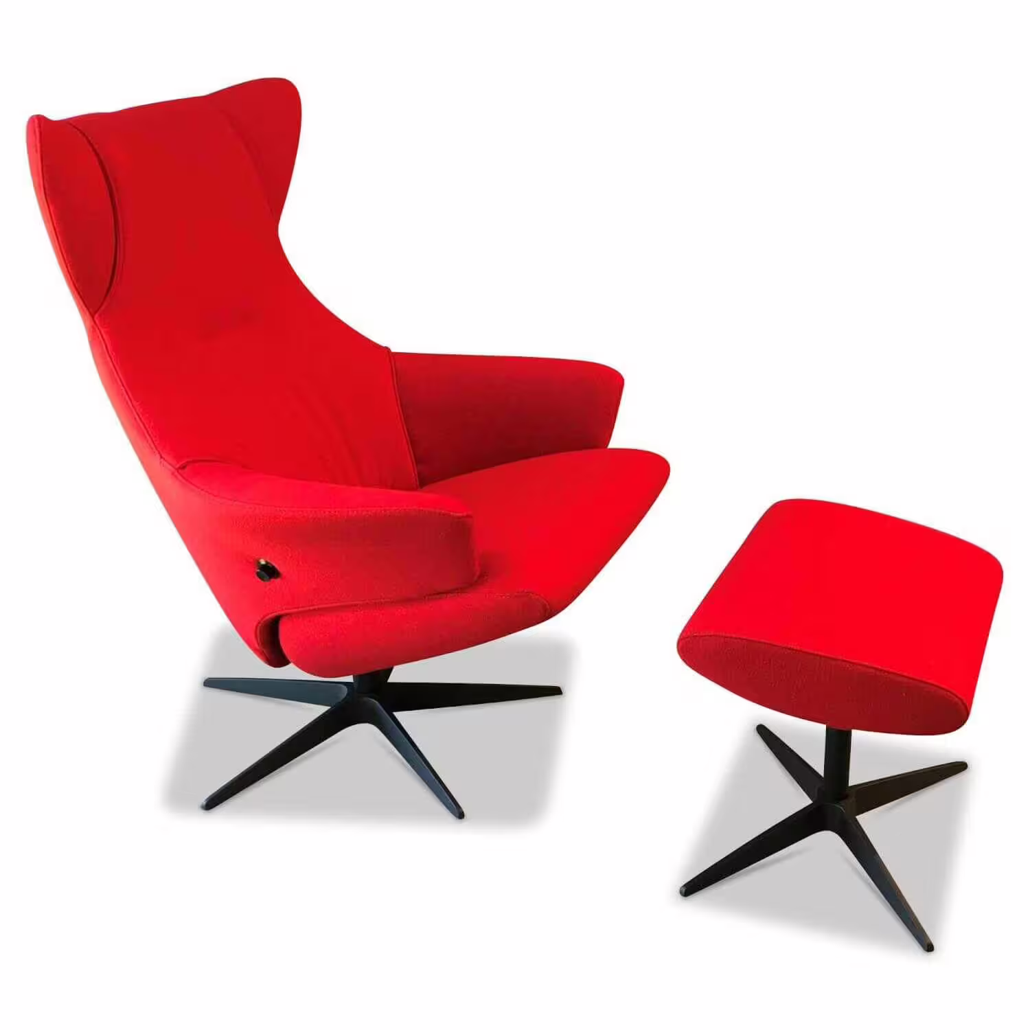 Top-Seller Relaxsessel Subliem Eton Stoff Rot mit Hocker