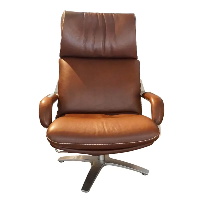 Sessel Nasa Leder Rustical Braun Gestell Edelstahl Highlight