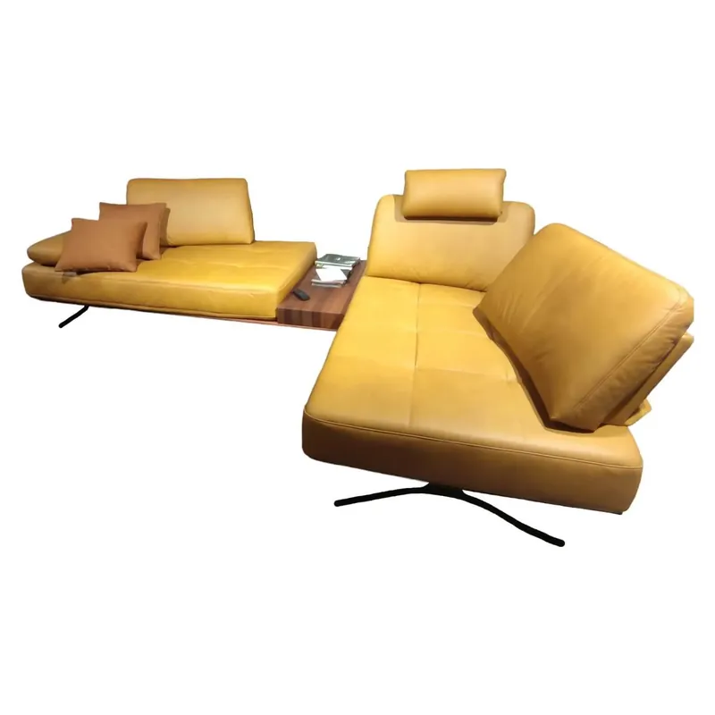 Heißes Angebot Ecksofa Verona Echtlederbezug In Kurkuma Füße M1068 Schwarz Mit Elektrischen Verstellungen Inklusive Ablagefläche
