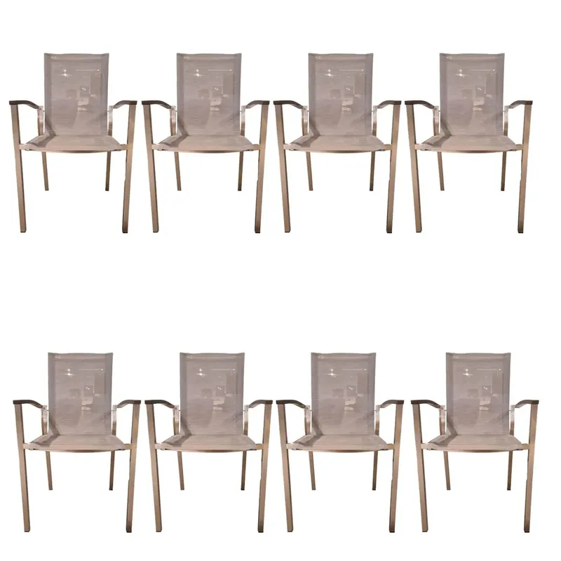 Sichere Zahlung 8er-Set Stapelsessel Evoee Bezug Textilen Silber Gestell Edelstahl Armlehnen Aluminium Anthrazit