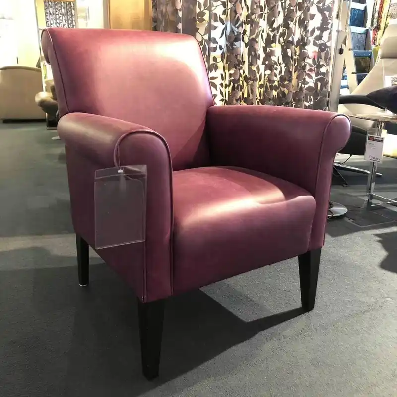Garantierte Lieferung Sessel Cerry Leder Charleston Cassis Rot Füße Schwarz