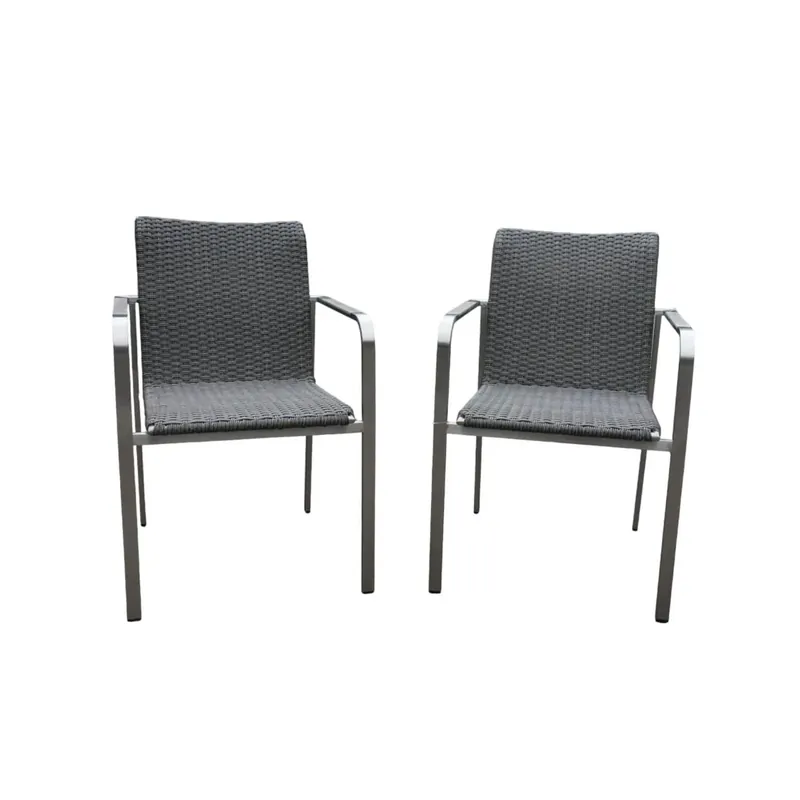 2er Set Sessel Lute Geflecht Smokey Grau Gestell Edelstahl Armlehnen Teak Online Kaufen