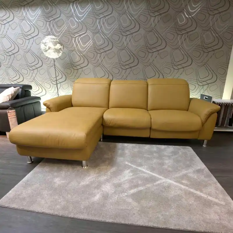 Ecksofa LS414220 Fanny Leder Evita Dijon mit Tisch Schneller Versand