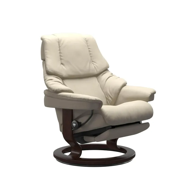 Sessel Reno M Leder Batick Cream Gestell Classic Braun Gebeizt Mit Power Fuß Und Rücken Finale Aktion
