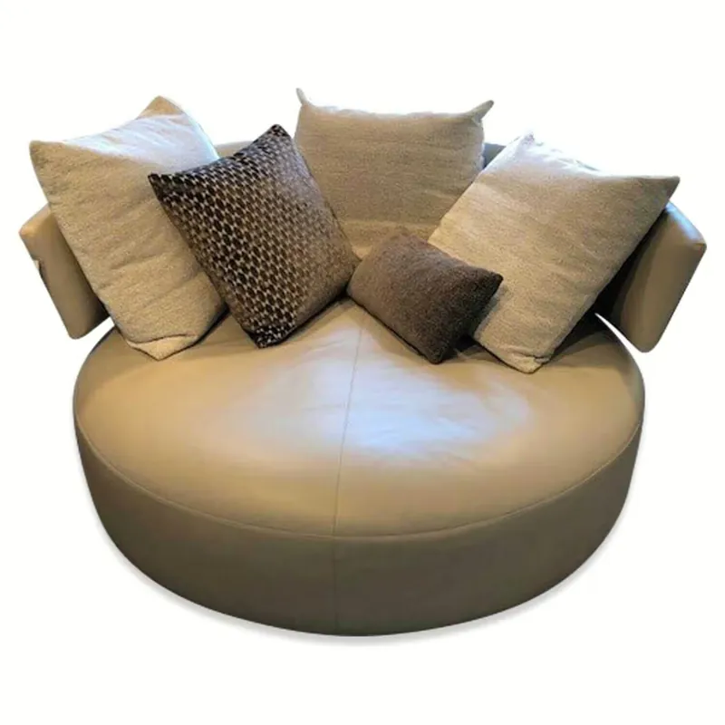 Sofa AC Collection Leder Alfa Beige mit 5 Kissen Aktuell
