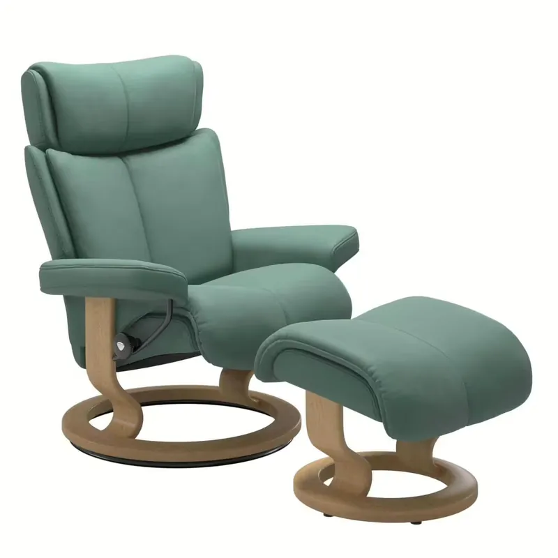 Neue Ware Stressless Magic M Classic Base Leder Paloma Aqua Green mit Hocker