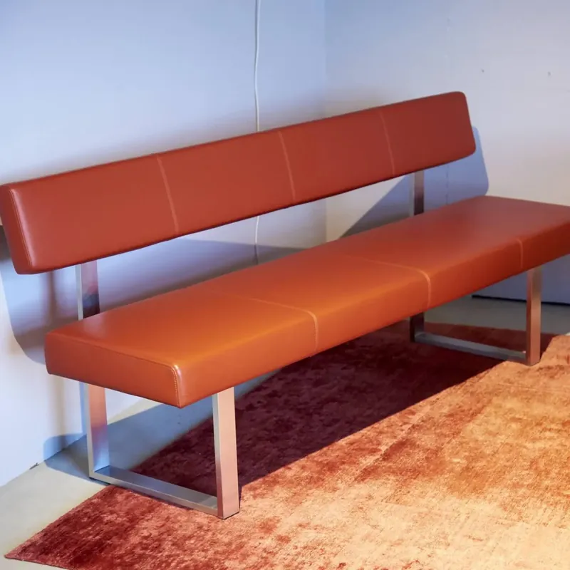 Sitzbank K 152 Iron Leder Ascot Pumpkin Gestell Edelstahl Gebürstet Aktuell