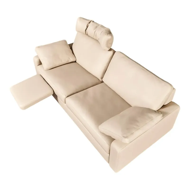 Sofa Conseta Leder 242 Taupe Schmalfüße Edelstahl V2A Gebürstet Inkl. 4001 Fußstütze 2x 6050 Armlehnenkissen 50x40cm Echt