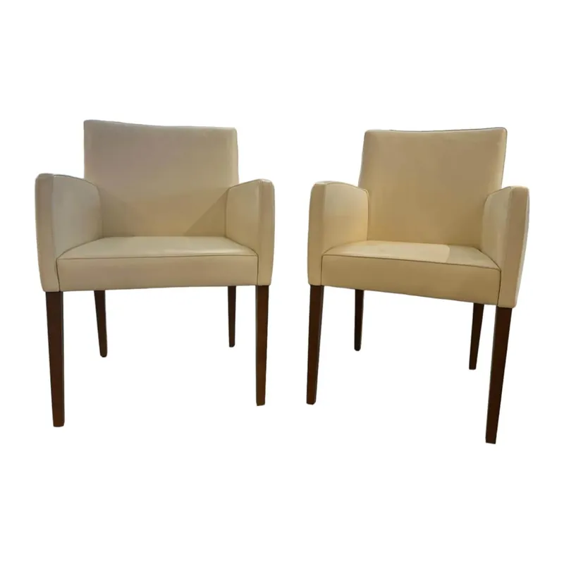 Bestseller 2er-Stuhl-Set Dinner Leder Comfort Offwhite Weiß