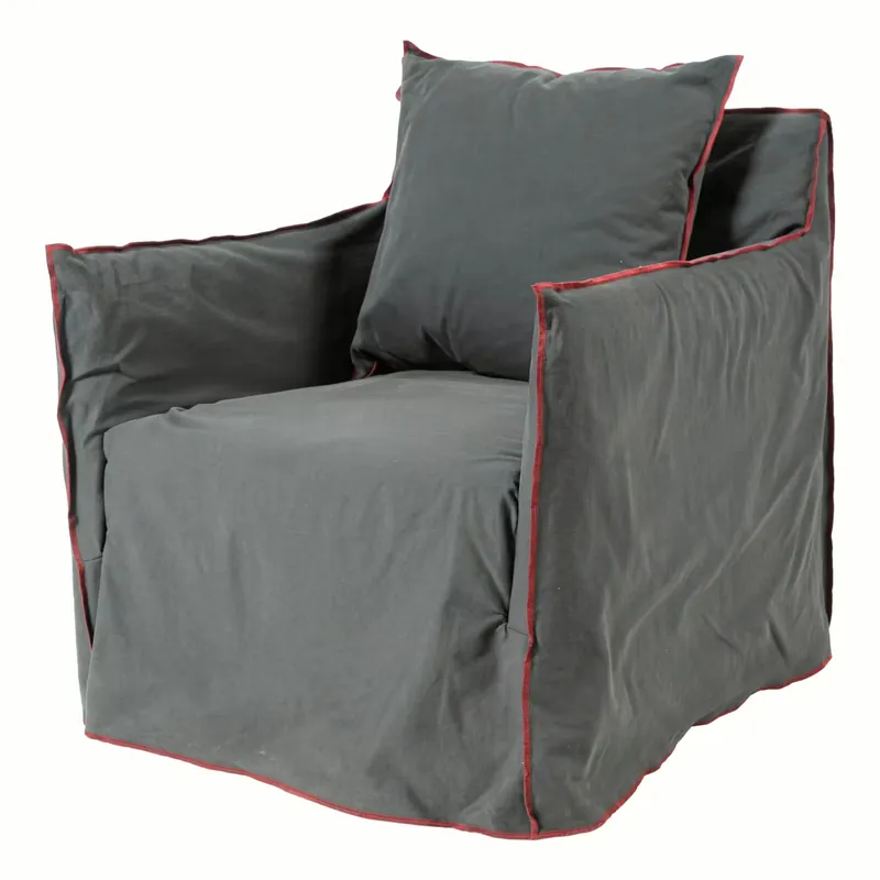 Begrenztes Angebot Sessel Ghost 05 Stoff Vintage Anthrazit Cat. C Naht Rosso Rot 7900